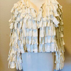 Handmade‎ Alfredo's Wife Women's Jacket Small Fringe Design Ivory Boho Western